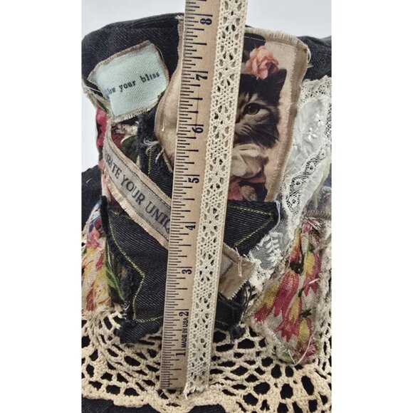 OOAK Magnolia Boho Stove Pipe Top Hat Indie Upcycled Cat Floppy Adjustable S - L - Picture 12 of 16